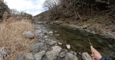 神流川の渓流釣り：解禁初期なのに魚は見当たらず